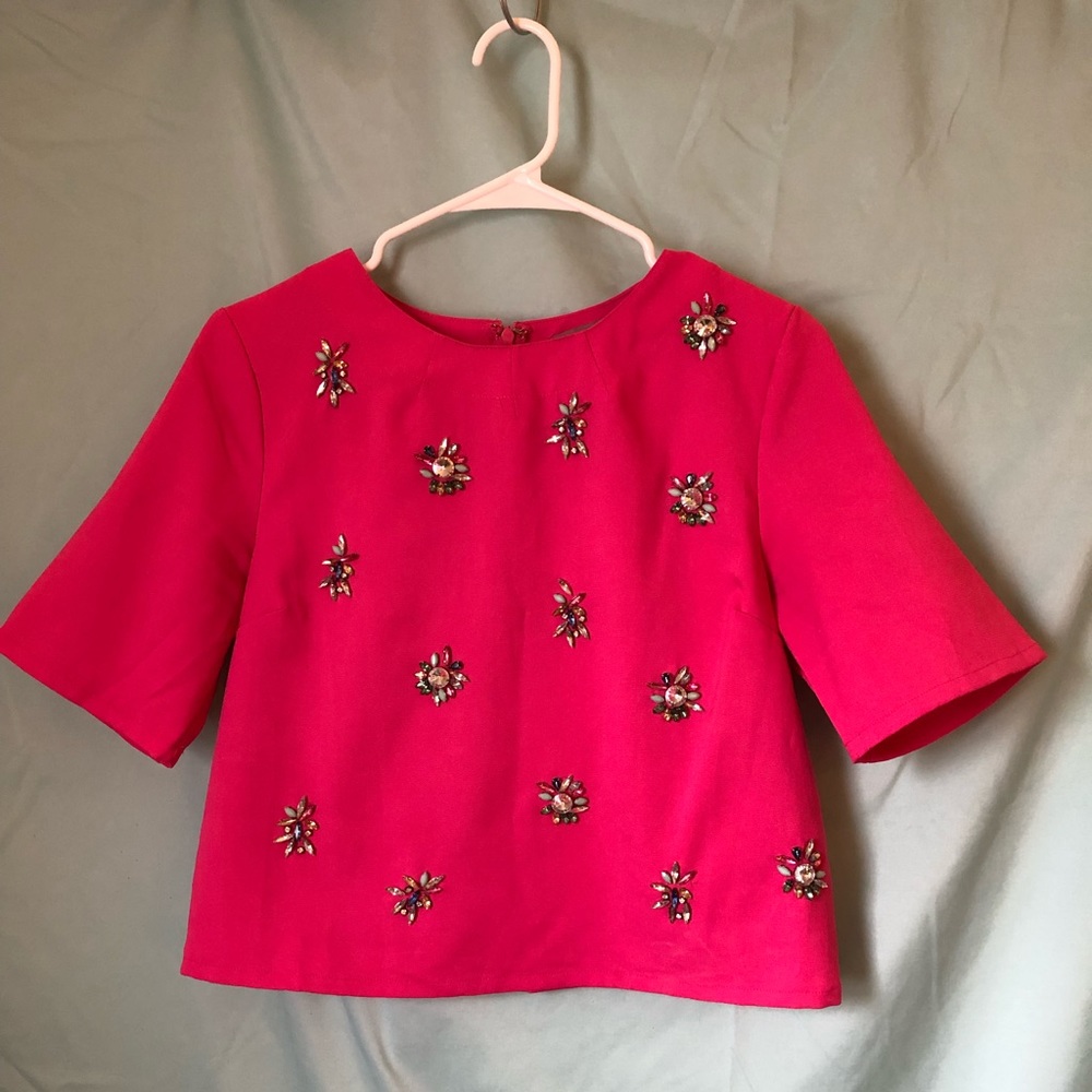 Harper Pink Jeweled Top: Size S
